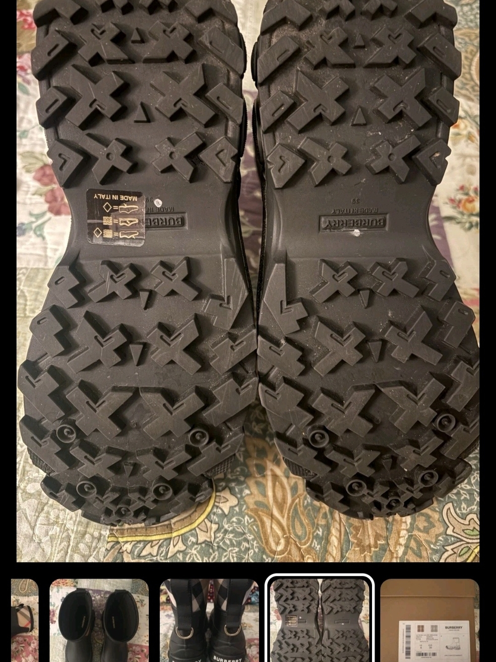 Burberry Black Kids Rain Boots with Signature Check Panel - Picture 2 of 7
